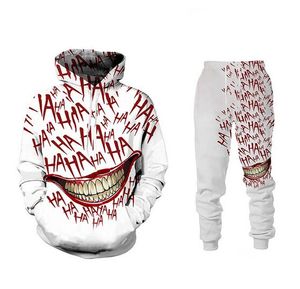 Lustiger 3D-Clown gedruckt Mode Hoodie + Sweat Pants Halloween Hoody Freizeitjacke Langarm Männer / Frauen Sportwear Trainingsanzug Sets RA011