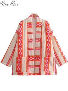 Women S Light Cotton Jacket Multicolor Print Loose Pocket Female Coat Autumn Winter Fashion Long Sleeve Lady Outwear