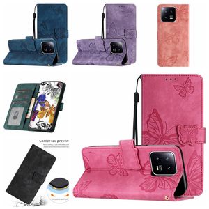 Butterfly Wallet Cases für Xiaomi 13 Lite 12 Pro 12T 11 Redmi Note 12 A1 10A 10C 10 2022 9A 9C Mädchen Lady Hand Feeling Skin Feel Leder Credit ID Card Slot Flip Cover Pouch