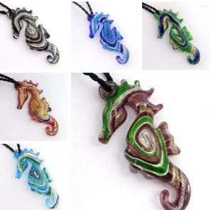 Collane con pendente 6 pz/lotto Fatti A Mano In Vetro di Murano Lampwork Colorato Animale Ippocampo Collana Gioielli Regali All'ingrosso