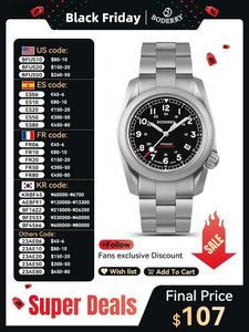 Relojes de pulsera Boderry Voyager Field Watch Titanium Reloj de pulsera de buceo automático 100M Pulsera de titanio resistente al agua Reloj superior Reloj militar MenQ231123