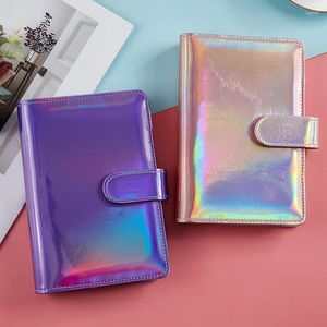 PU Skórzany budżet napędowy zestaw koperty gotówkowej Zestaw Macaroon Laser Color Notebook Pieniądze Oszczędzanie rachunku organizator