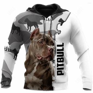 Herrtröjor Pet Dog Pitbull Hoodie 3D Print unisex Adult's Tops Autumn Long Sleeve Streetwear Hooded For Men Clothing