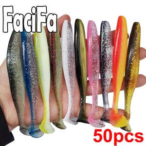 New 50pcs Soft Lure Silicone Bait Shad Wobbler Fishing lure Sea Worm Swimbait Streamer Silicone Lure spinnerbait Fishing accessories