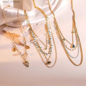 Pendant Necklaces Mafisar 316L Stainless Steel Bohemian Vintage Eyes Pendant Necklace For Women New Fashion ltilayer Choker Chain Jewelry GiftsL231123