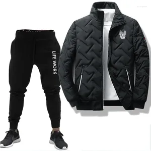 Men's Tracksuits 2023 Fashion Luxury Korean Cotton Jacket And Two Sets Of Pants High Quality Polyester Zipper Windproof Outdoor Set