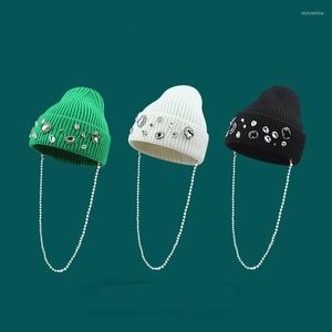 Berety projektant czapka czapka Pearl Chain Dekoracja Dekoracja seniorów Czapka Zimowa ciepłe ochronę ucha Kobiety