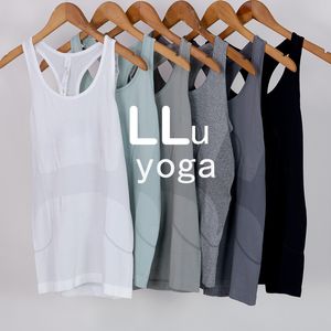 LLU RIB YOGA TANK TOP KVINNERS BEACHABLE Lightweight Naken Feel Semeless Shirts Leisure Sports Running Fitness Training Top Handing Mountaineing Quick-Torklot Vest