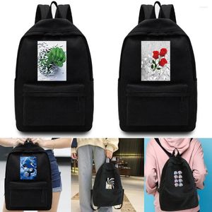 Ombro de mochila de grande capacidade Men Laptop Canvas sólida preta preta estampa sacos de ensino médio adolescente colegial gril bils macks mochilas