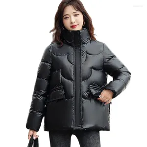 Women's Trench Coats Fashion Down Jacket 2023 Autumn And Winter Bright Face Wash-free Korean Version All-match Loose Pocket Cotton
