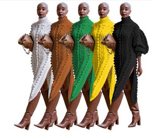 디자이너 스웨터 드레스 여자 스웨터 드레스 자카드 니트 스웨터 긴 슬리브 긴 스웨터 코트