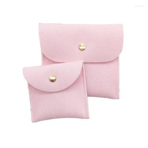 Smycken påsar kuvert sammet väskor presentförpackning påse med snap fäste dammsäker förvaring rosa
