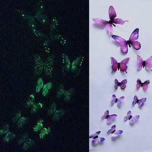 Adesivos de parede 12pcs/conjunto luminoso butterfly design de decalque decal