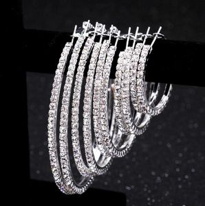 Oversized Ear clamp Earrings Women 20mm-100mm Hoop Big Circle Earrings Fashion Extra Big Large Crystal Hoop Earrings Gold Silver