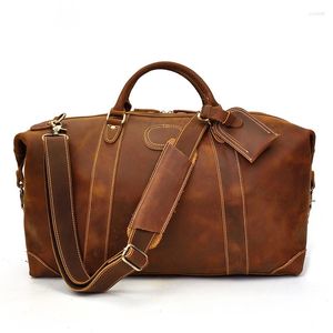 Duffel Bags Maheu Genuine Crazy Horse Couather Men viajam com rebara grande bolsa para bolsa de cheiro masculino viajando