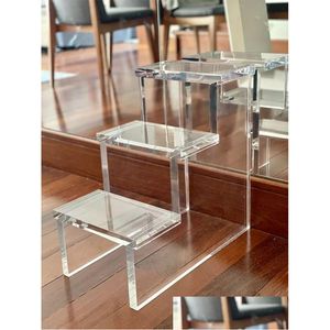 Living Room Furniture Clear Acrylic 3 Step Ladder Stool Transparent Coffee Table Drop Delivery Home Garden Dh0Fn