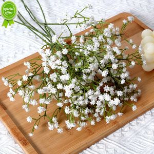 Nuovo 90 teste 52 cm fiori artificiali bianchi matrimonio fai da te bouquet decorazione disposizione plastica bambini respiro fiore finto decorazioni per la casa
