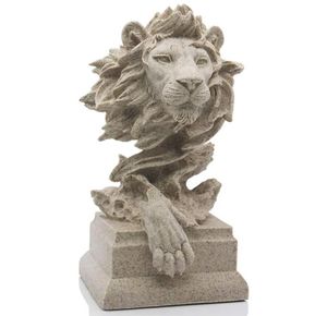 Dignitose statue di leone in resina Il re degli animali Decorazione per l'home office Scaffale per libri di studio Statuette di testa di leone Miglior regalo di scultura per uomo con dominanza