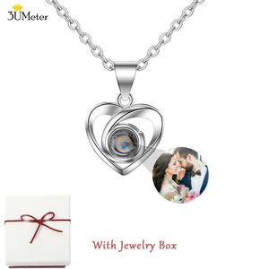 Pendant Necklaces 2023 Customized Po Projection Necklace Personalized Women Heart Christmas Jewelry Gift With Box 231123