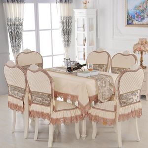 Table Cloth High Grade Fabric Tablecloth Rectangle Elegant Hollow Embroidered Floral Thick Wedding Party Decor Covers