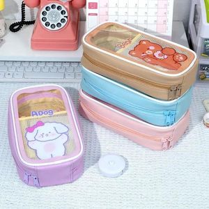 Large Capacity Cute Animal School Supplies Zipper Pouch Pen Bag Pencil Case Transparent