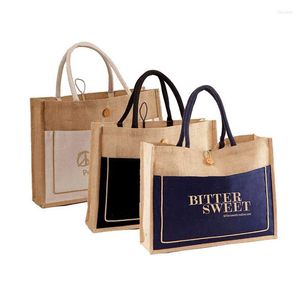 Sacos de compras 100pcs por atacado Hessian Shopper Bag personalizado Impressão personalizada grande e ecológica amigável de sota