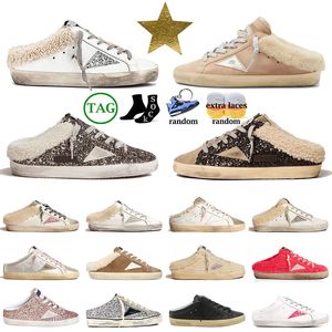 Big Size 35-46 goldenstar Sabot Pantofole Scarpe firmate Luxury Super star Dirty Old Leather Slides Mocassini Scarpe da ginnastica Donna Uomo Platform Casual sneakers dorate