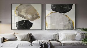 Abstract Yellow and Black Blocks Canvas Painting Fashion Poster Print Strange Thing Wall Art for Living Room Cuadros Home Decor1545265