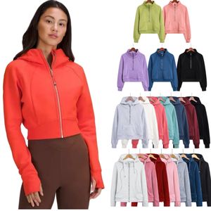 Felpa con cappuccio da yoga firmata Scuba Felpa con mezza zip Giacca con zip intera Plus Felpe con cappuccio autunnali in velluto con tasca Outwear Felpe con cappuccio sportivo oversize Taglia USA 4-12