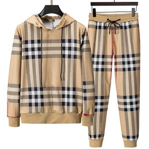 New Style Luxury Men's Sportswear Suit Designer Men Tracksuits Fashion Design Classic striped plaid printing Hoodies T-Shirt Pants 2 Piece Sets Long Shirts Long Suit