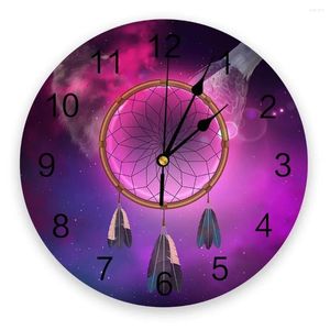 Wall Clocks Dream Catcher Wolf Eagle Purple 3D Clock Modern Design Living Room Decoration Kitchen Art Watch Home Decor