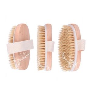 Cleaning Brushes Bath Brush Dry Skin Body Soft Natural Bristle Spa The Wooden Shower Brushs Without Handle Drop Delivery Home Garden H Dhggu