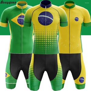Racing Sets Brazil Outdoor Sports Cycling Jersey Set Breathable Team Sport Bicycle Mens Clothing Short Bike