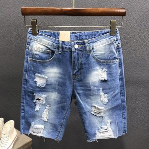 Jeans masculinos de verão jeans shorts para homens retrô quebrado ao ar livre comercial negócio