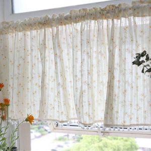 Curtain Light Fresh Half Floral Daisy Style Door Cabinet Coffee Decoration With Pom Home Bar Decor