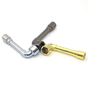 Colorful Zinc Alloy Pipes Portable Wrench L Style Multifunctional Filter Smoking Tube Easy Clean Handpipe Innovative Design Dry Herb Tobacco Silver Screen Bowl DHL