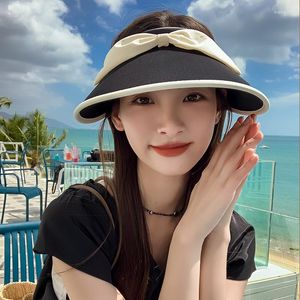 Breda randen hattar koreansk sommar kvinna sol kvinnlig utomhus visir kepsar båge dekoration avslappnad skugga hatt tom topp cap fiske semester strand strand