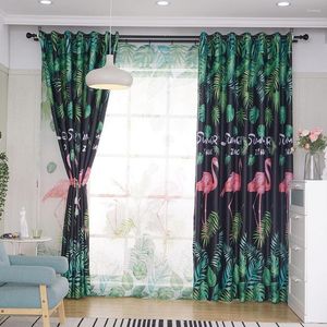 Curtain Fashion Blackout Window Curtains For Living Room Bedroom Custom Made White Flamingo Sheer Voile