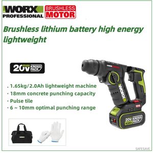 Electric Hammer Worx Wu380s Electric Hammer Impact Borr Hand Elektriskt borrlöst Power Tool 231123