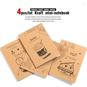 4PCS/LOT KRAFT PAD KAWAII Cute Notepad Mini Notebook Dairy Note Książka Travellers Notatnik Small School