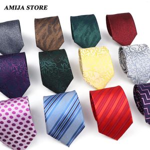 Laços 8 cm gravata masculina acessórios gravatas clássico vermelho amarelo gravata para camisa listrada paisley céu azul homem escritório presentes de festa de casamento