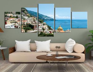 5 Panel Positano Town'da Amalfi Sahil Duvar Resimleri Duvar Sanat Tuval Posterler ve Baskılar Ev Dekoru2394799