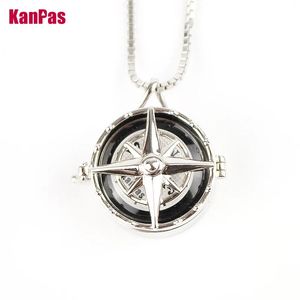 Gadżety na zewnątrz S925 Sterling Silver Rhodium Pating Naszyjnik Luksusowy roboczy kompas Pendant Prezenty 231123