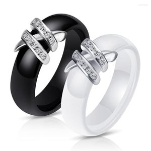 Fedi nuziali 2023 Trendy ceramica bianco colore NERO anello di fidanzamento per le donne Lady gioielli regalo di anniversario all'ingrosso Moonso R5541