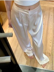 Calças femininas Adagirl acetato cetim baggy mulheres y2k branco cintura alta perna larga calças streetwear moda casual coreano mujer pantalon
