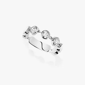 Cluster Rings Luxury Boutique Jewelry 925 Silver Round Bead Women's Ring Handsvetsad sektion med utsökt julklapp