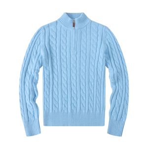 Caldo piccolo cavallo Ricamo marchio Maglione spesso da uomo Designer Polo Mezza cerniera Felpa con cappuccio manica lunga lavorato a maglia cavallo Twist collo alto da uomo