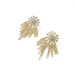 Dangle Earrings Bridal Rhinestone Cluster Chandelier Drop For Women Extravagant Sparkly Cubic Zirconia Costume Jewelry