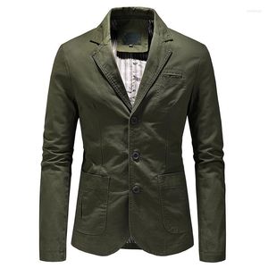Erkekler Suits Boys Yeşil Günlük Takım Blazer Bahar Uzun Kollu Düğme Üst Ceketli Adam Büyük Boyutlu Pamuklu Siyah Khaki Dış Giyim XXXL