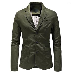 Herrenanzüge Jungen Grün Freizeitanzug Blazer Frühling Langarm Button Up Top Jacke Mann Übergroße Baumwolle Schwarz Khaki Oberbekleidung Xxxl